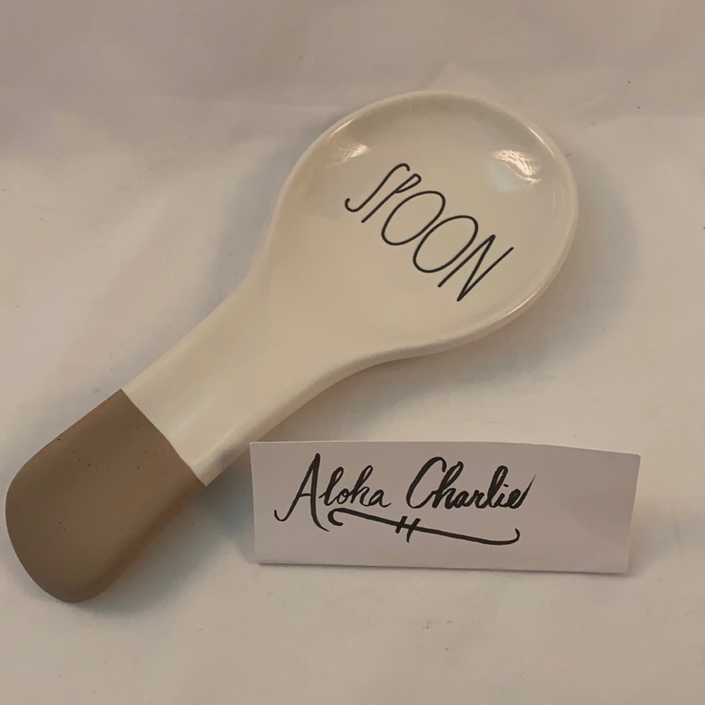 Cream and Brown Spoon Rest